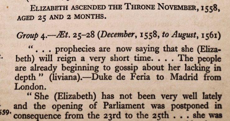 Elizabeth I medical records for my historical novel Black Snow Falling