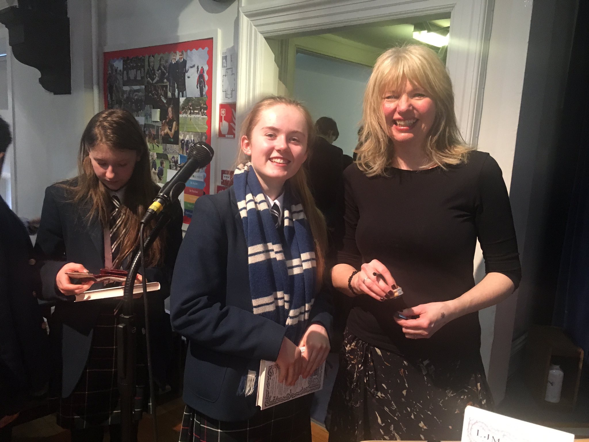 Author L.J. MacWhirter with a pupil at George Heriot's School